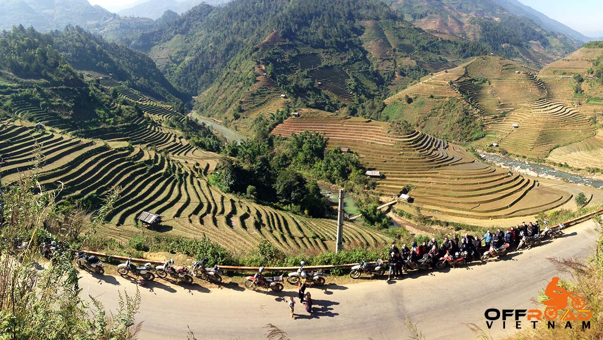 Top of page Vietnam Off-road Motorbike Tours - Ha Giang In 8 Days, terraced rivce fileds.