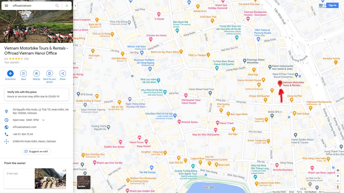 Vietnam Off-road Motorbike Tours - Contact Us by Google Maps screenshot